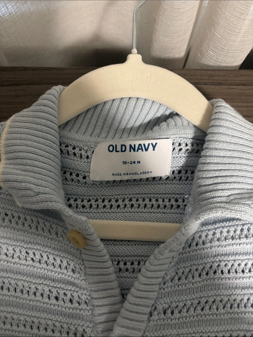 Old Navy Light Blue Knit Polo Romper Dress with Cream Trim